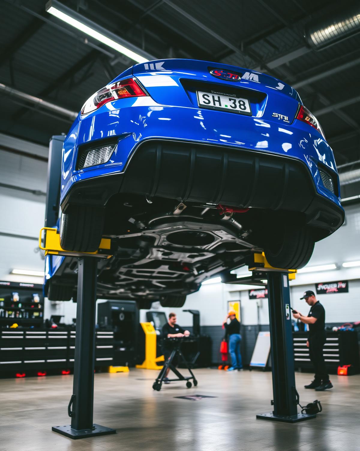 Subaru WRX STI on lift