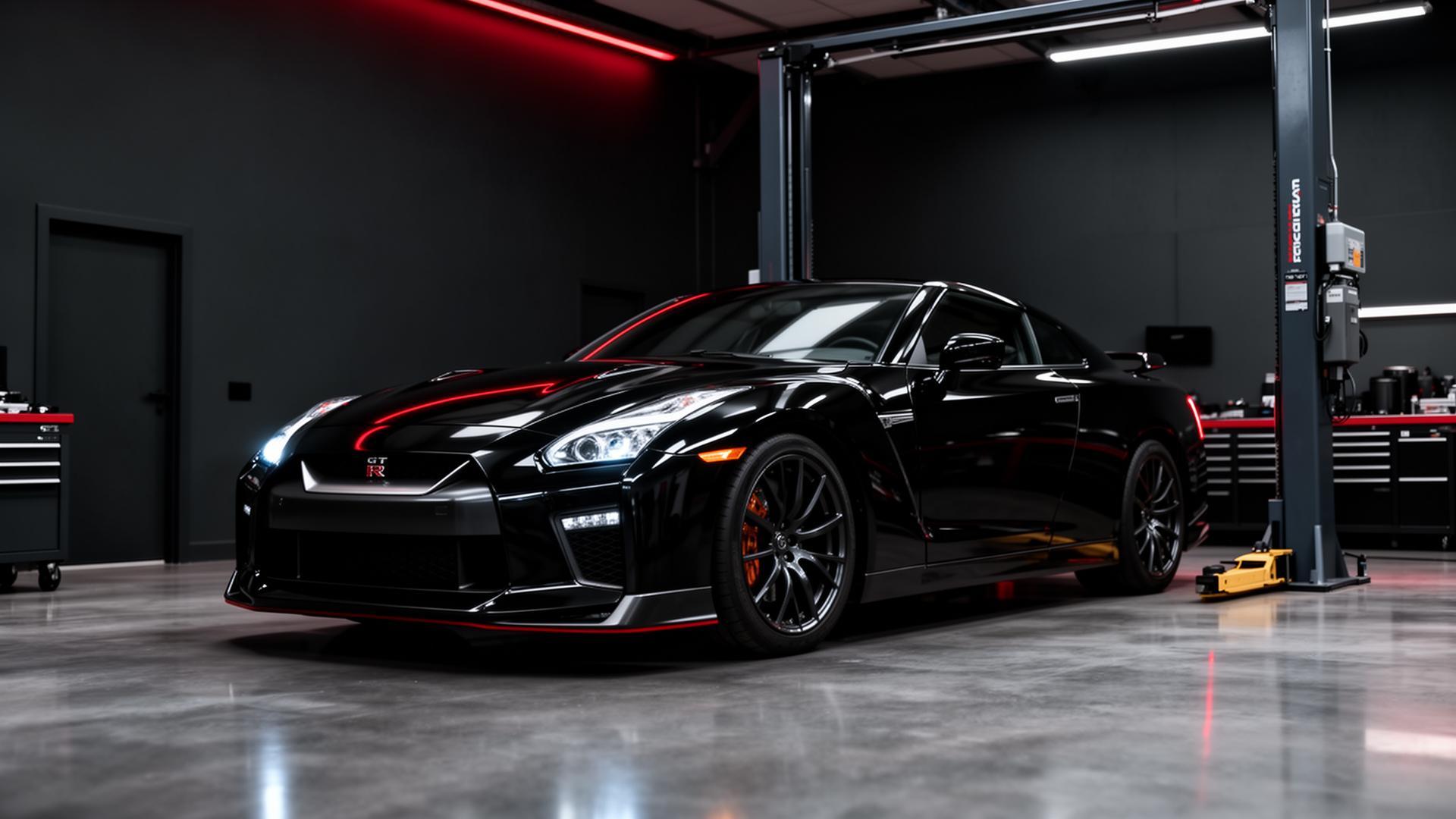 Professional automotive workshop interior